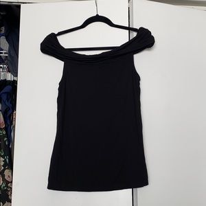 Blacked, ruched, off the shoulder top